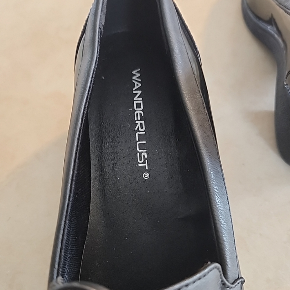 NEW Wanderlust Women's Sz 6.5W Black Vegan Patent Leather Topsider Duck Shoes - Picture 6 of 11